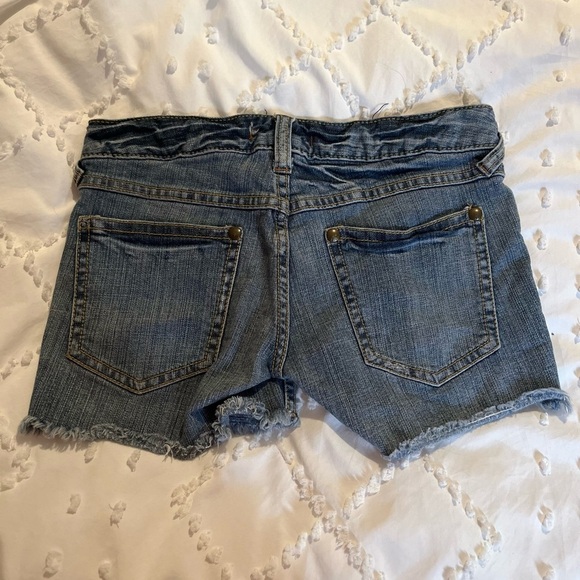 FP Free People Womens W 25 Denim Jean Fringe Hem Shorts - Picture 7 of 9